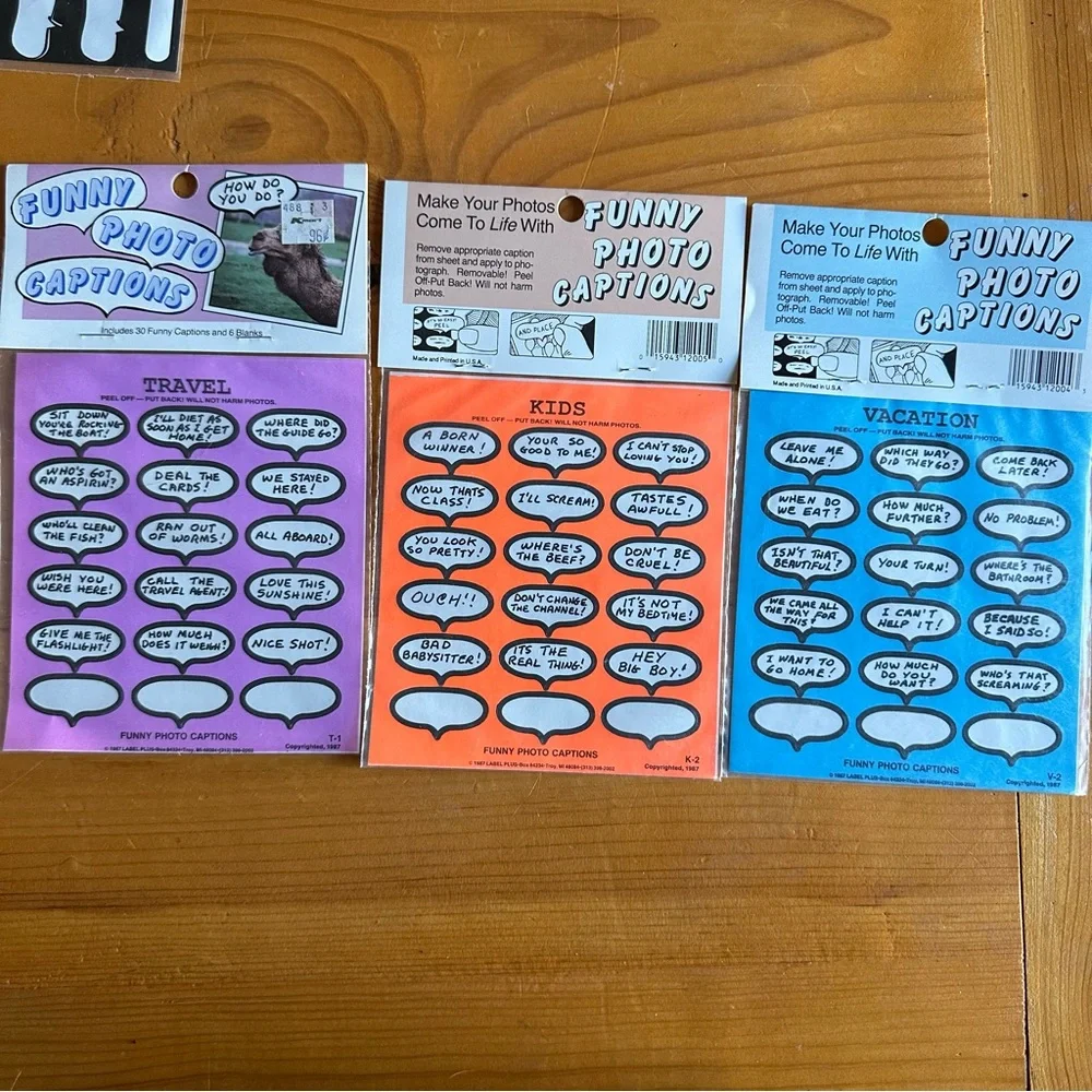 Vintage 80s photo captions sticker lot